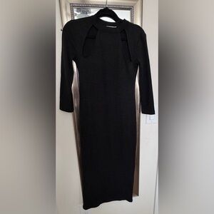 Zara Dark Gray/Black Jersey Long Sleeve Bodycon Dress. Sexy. Cut out. Sz S